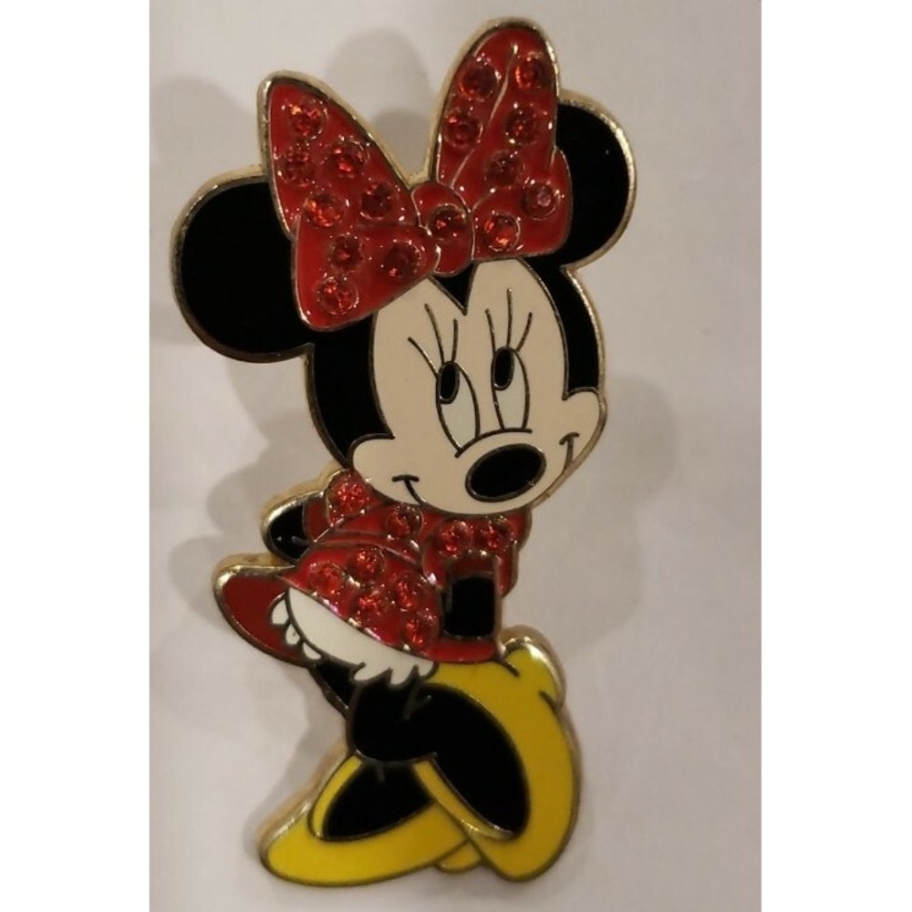Vintage Disney Pin 48632 Minnie Mouse Jeweled Red Rhinestone Bow and Dress 2006